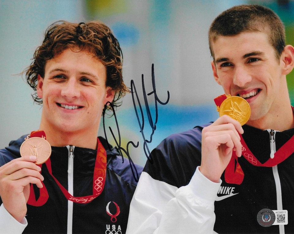 Ryan Lochte Signed 8x10 Photo BAS Autographed Olympic Medals Swimming ryan-lochte-signed-8x10-photo-bas-autographed-olympic-medals-swimming