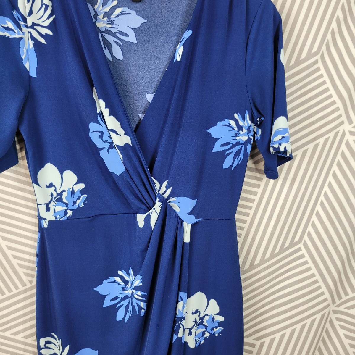 Banana Republic size Small Wrap Knot Front Party Dress Classic Blue Floral  | eBay