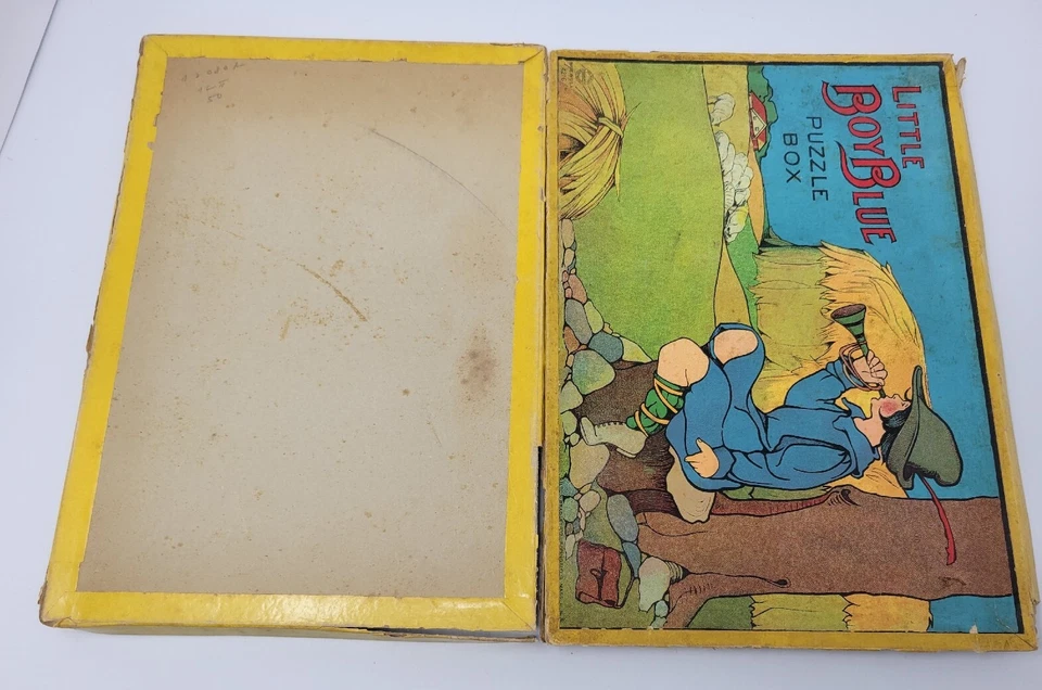 Antiguo (Juego de 3) Milton Bradley Little Boy Azul Puzzle Caja Cuentos de Hadas #4216 Foto 3 de 4