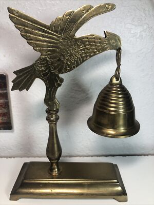 CROWING TOUCH Vintage Brass Bird And Bell