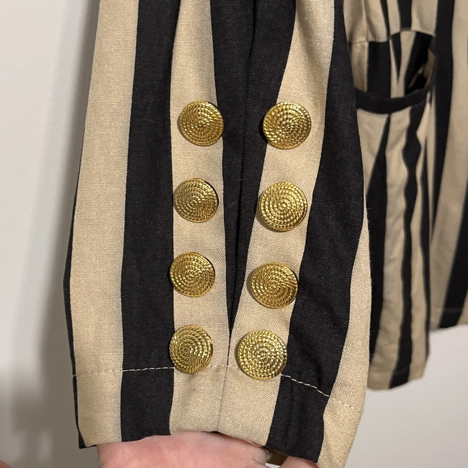 Blazer Apart Mujer De Colección Longline Rayas Talla 12 Beige Gótico Steampunk Maximalista Foto 4 de 4