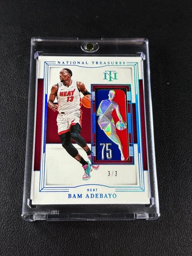 BAM ADEBAYO 2023-24 NATIONAL TREASURES GAME WORN 75TH LOGOMAN 3/3 HEAT