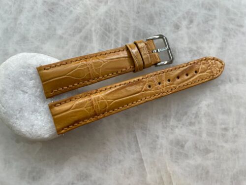 18mm/16mm Genuine Real Yellow Alligator Crocodile Leather Grain Watch Strap Band - 第 1/4 張圖片