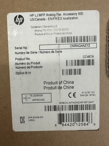 HP CC487A LaserJet MFP Analog Fax Accessory 500 Fax Interface Card - Afbeelding 2 van 5