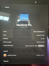 Apple MacBook Pro 2021 16 inch M1 Max 32gb 1tb ssd space gray