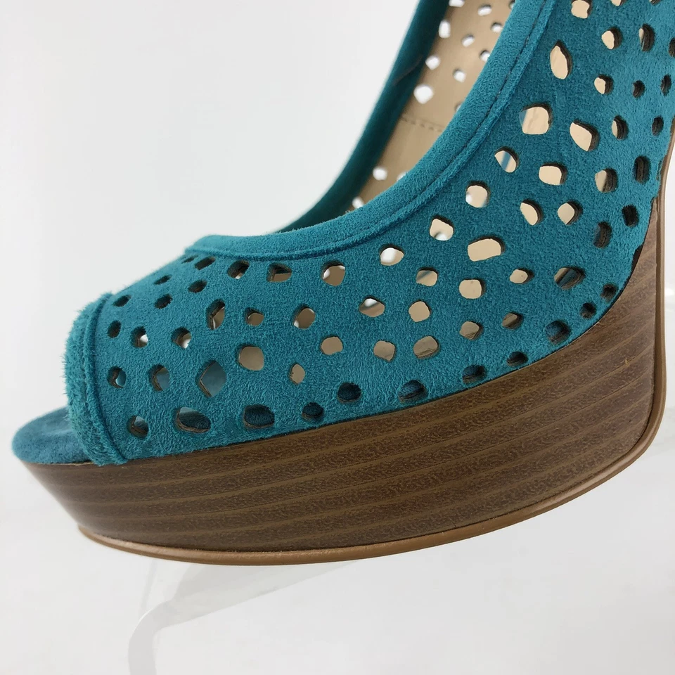 Zapatos de salón Enzo Angiolini de tacón alto talla 6 M de gamuza verde azulado PRÍSTINOS Foto 2 de 4