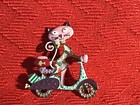 NOVEL PURPLE CYCLE CAT LADY BROOCH  - FREE POST