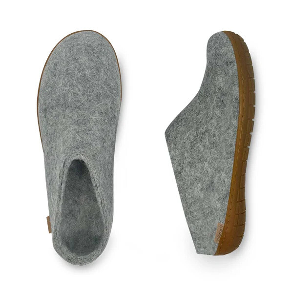 Glerups 100% Gray Wool Men’s Sz EU 45 US 12 Rubber Outsole Slipper Booties Open Heel Rubber Grey - Canada Glerups Slippers and Boots  main image 4