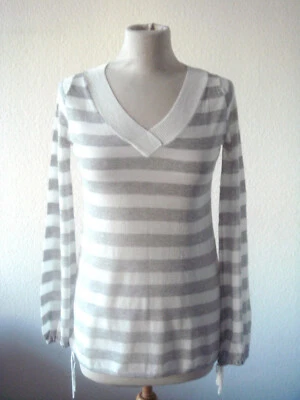SPORTMAX CODE by Max Mara Pullover Feinstrick gestreift Hellgrau-Weiß 84%VI Gr.S - Bild 1 von 4