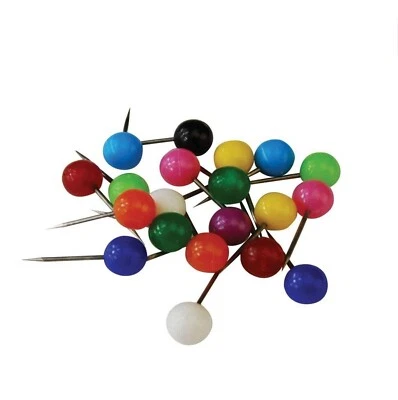 ZIZZOO Map Pins Assorted Colours With 4MM Head Pack Of 100