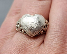Vintage Sterling Silver Heart Filigree band Ring size 8