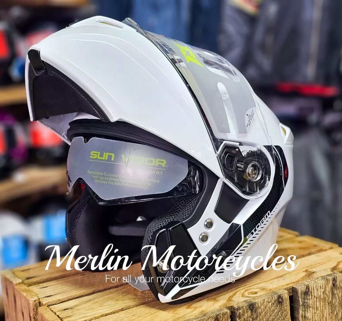 AXXIS Storm SV Uni A0 Brillant Blanc Perle Clapet Casque Moto