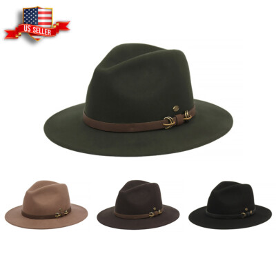 Premium Milano Wool Felt Metal Design leather band Fedora Hat Crushable