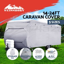 Weisshorn Caravan Cover Heavy Duty 14-24ft 4 Layer Campervan UV 5 Sizes Bag