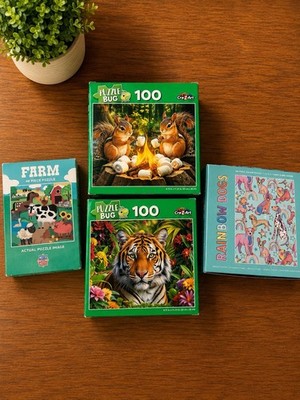 Kids Puzzle Lot Farm Animals Tiger Squirrel Rainbow Dogs 48 & 100 Piece New