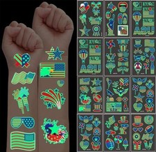 Luminous 4th of July Temporary Tattoos, 80Pcs Fourth of July American National