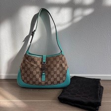 GUCCI Jackie Borsa a Mano Modello GG Turchese Blu Vintage Donna Italia Flap Bag