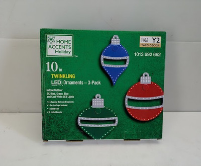 3-Pack Ornaments Twinkling 242 Count Lights LED Red Green Blue Christmas Decor