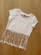 Oberteil Shirt Top weiß bauchfrei H&M Gr. 158/164 Fransen