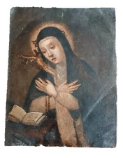Antico dipinto su rame,doppio dipinto,Santa Caterina da siena