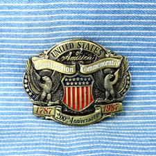 USA Constitution 200 Years Commemorative Belt Buckle 1787 1987 Vtg TGABC .GTA573