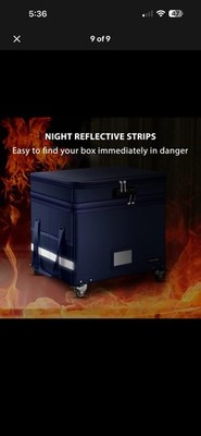 DocSafe File Box with Lock, 2-Layer Fireproof Document Box with Wheels,Collap...