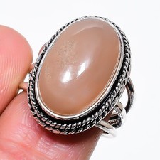 Natural Sunstone Gemstone 925 Sterling Silver Jewelry Ring Size 7 US