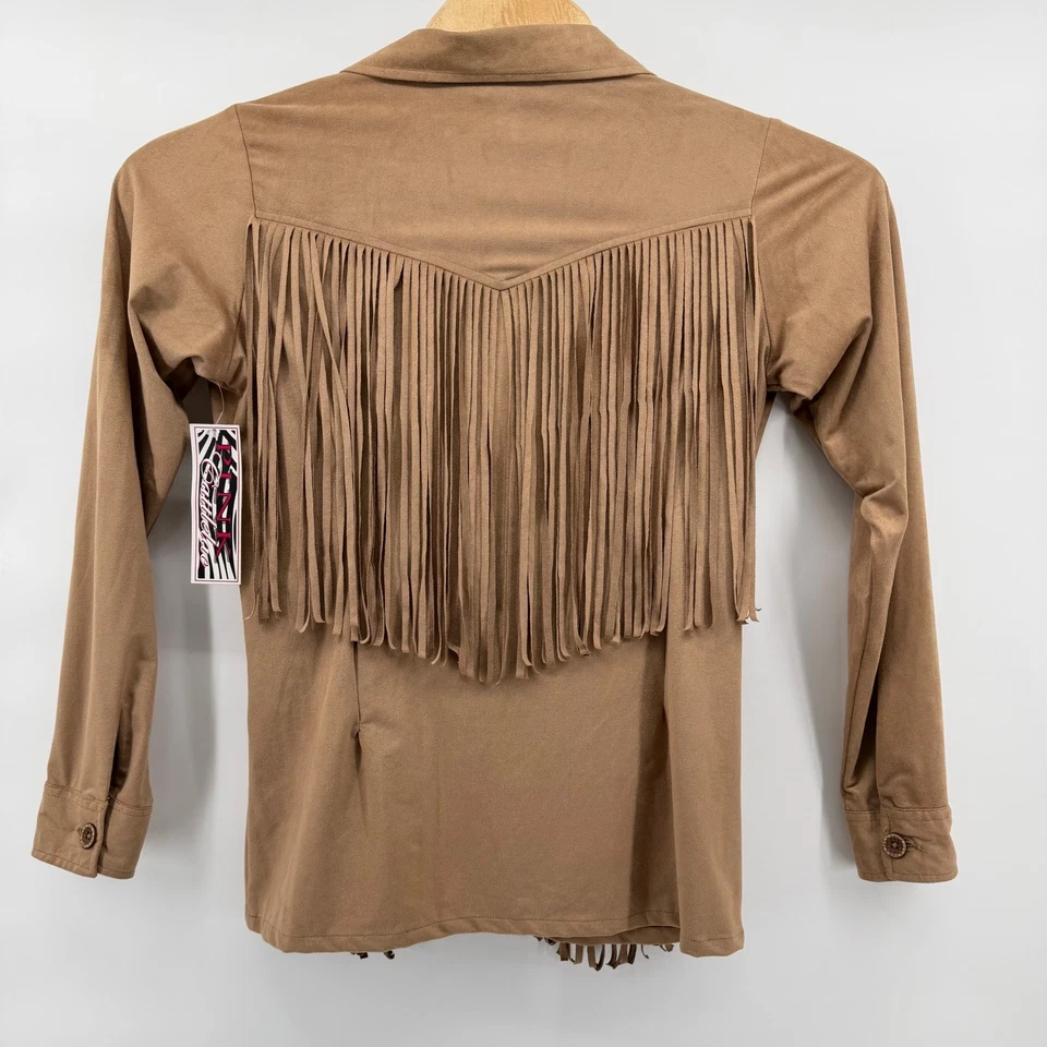 Chaqueta de Gamuza Rosa Cattelle Flecos Tostada Western Boho Chic Talla Mediana Para Mujer Foto 3 de 4