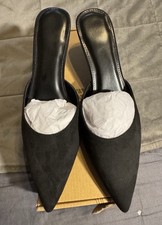 Coutgo Womens Kitten Low Heels Mules Closed Pointed Toe Slip On Backless 7.5 US