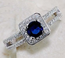 2CT Treated Blue Sapphire  Topaz 925 Sterling Silver Ring Jewelry Sz 6 MK1-3