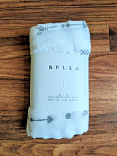 NEW Bella Baby Swaddle Bamboo Cotton Muslin Blanket White Gray Arrow 47x47