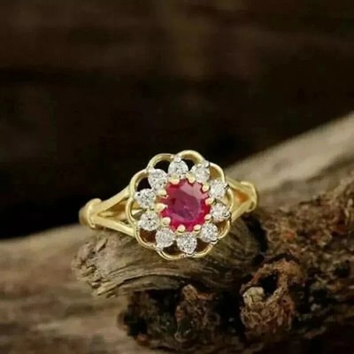 2Ct Round Lab-Created Pink Ruby Women's Wedding Ring 14K Yellow Gold Plated