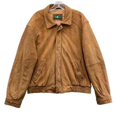 Hunt Club Genuine Leather Bomber Jacket Mens Large Insulated Outdoor Preppy Work