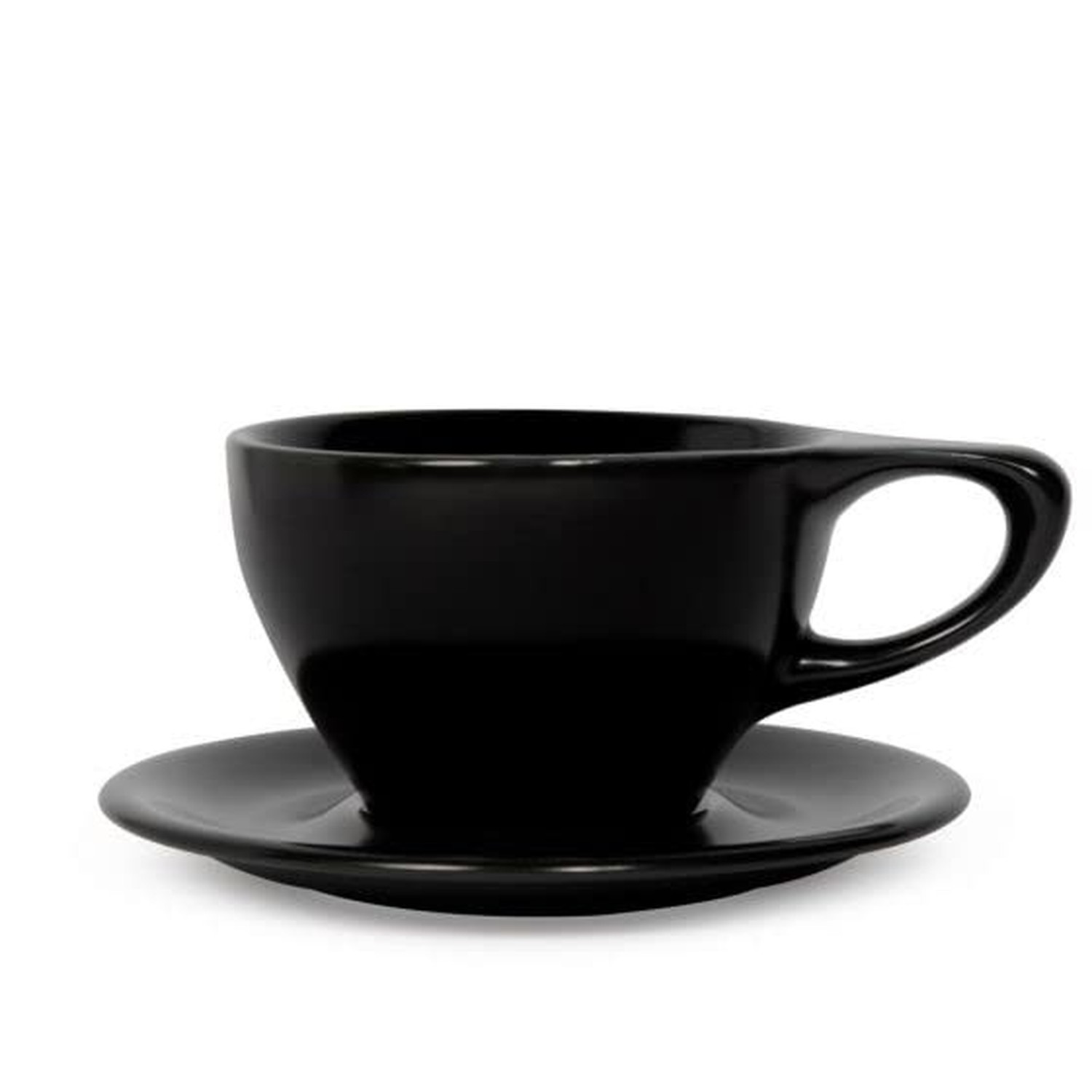 notNeutral LINO Porcelain Cup & Saucer (Black, Large Latte, 2) 12 oz