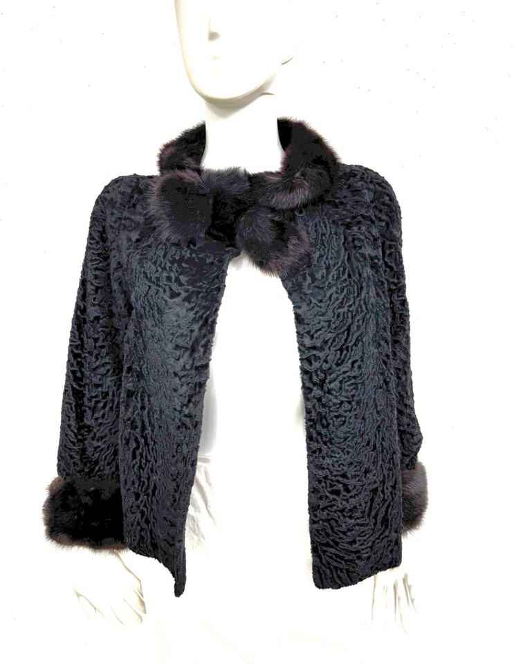 Revillon For Saks 5th Ave Natural Rusa Swakara con Chaqueta de Visón Natural Se Ajusta a S Foto 2 de 4