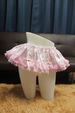  E1 Vintage Style 2XL/ElasticW.24-42" Pink Satin Half Slip Mini Skirt Length8"