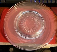 Set Of 5 Clear Glass Dessert Plates 7 3/4" Diamond Pattern Center