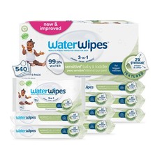 WaterWipes Sensitive Baby Toddler Wipes, 3-In-1 Cleans, Cares, Protects,