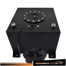 5 Gallon Coated Fuel Cell Gas Tank Black & Level Sender Racing/Drifting Aluminum