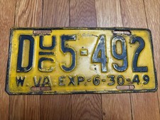Vintage 1949 West Virginia Dealer License Plate