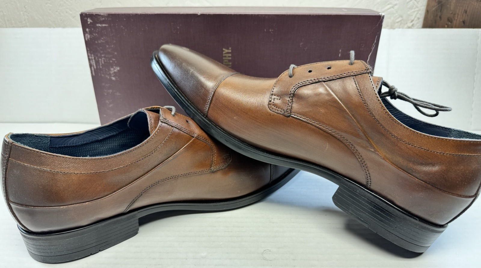 Johnston & Murphy Gibbons Cap Toe Lace-Up Dress Shoe, Mahogany Full Grain, 16 US