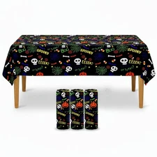 Katchon Halloween Tablecloth 3-Pack - 54x108" Plastic Spooky Party Table Cover D