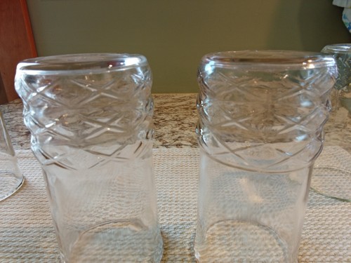 Menge 4 ~ Gelee Glas Saft Gläser 4,75" Gesteppt Diamant X Muster Boden - Bild 7 von 8