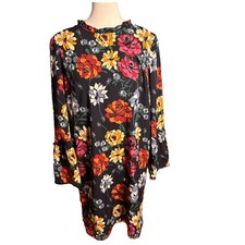 Fleur Bleue Dark Floral Midi Dress 12 long bell sleeves boho feminine fairy goth