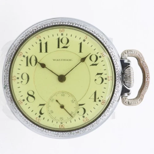 Antique 16s 1915 Waltham Art Deco Mechanical Hunter Pocket Watch Vanguard Silver