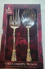 Royal Albert Old Country Roses 2 Piece Buffet Serving Set Stainless 18/10 NIB