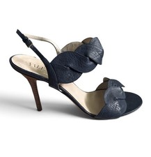 Valentino Garavani Strappy Sandal Heels Womens Size 40 Navy Blue Stiletto
