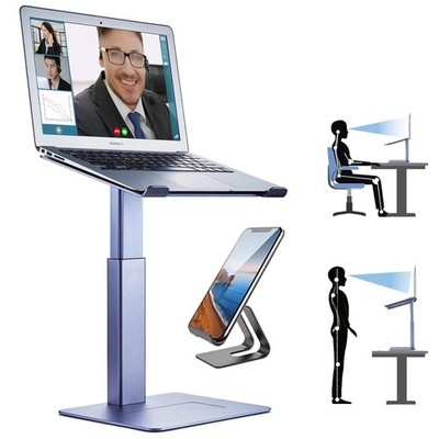 Gray Adjustable DJ Laptop Stand Desk Raised Height Standing Sitting Mode Riser