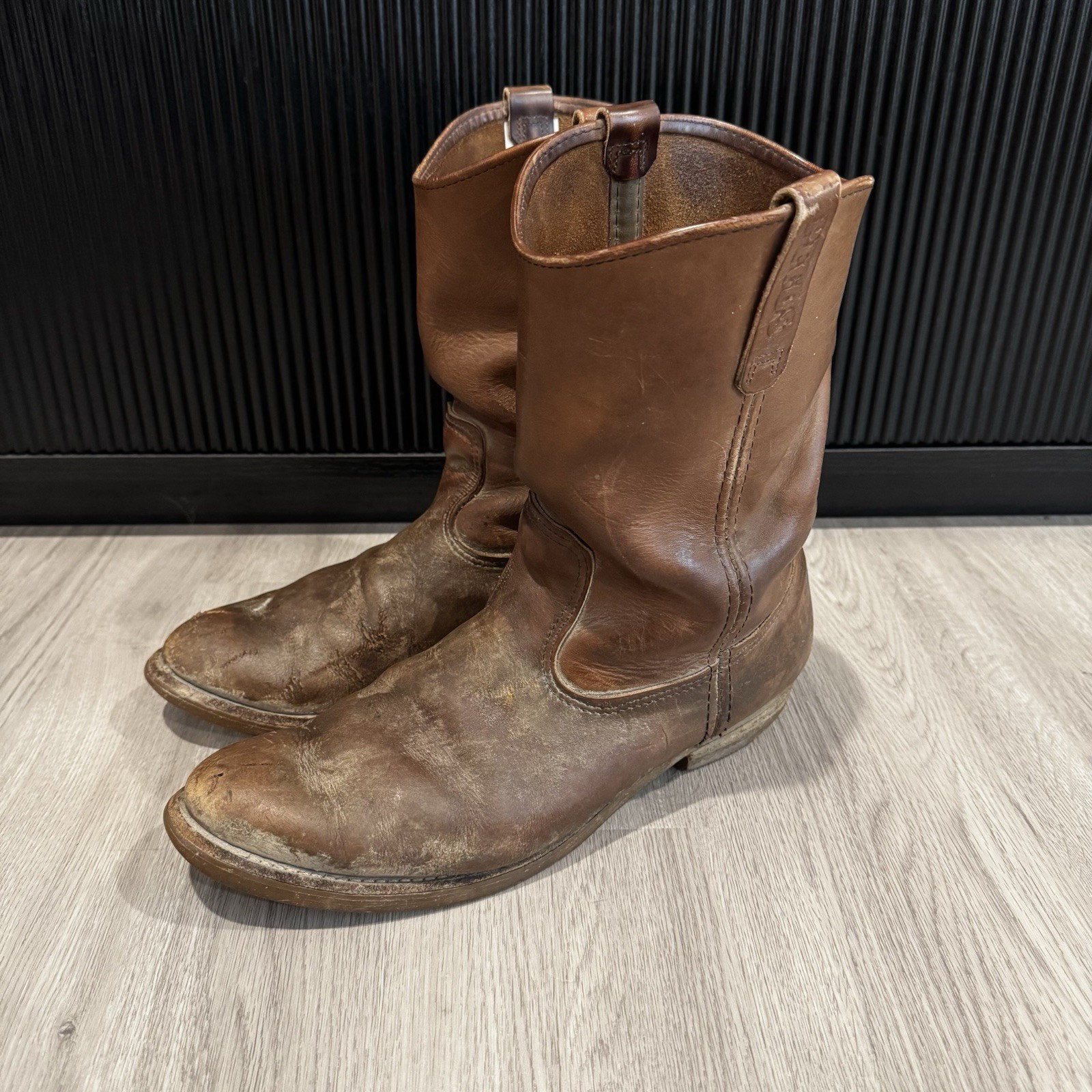 Vintage Red Wing Pecos Boots 1155 Mens Brown Leather Distressed 13 D Made In USA