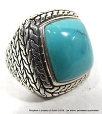 WOMENS LARGE TURQUOISE STONE STERLING SILVER RING SZ 8